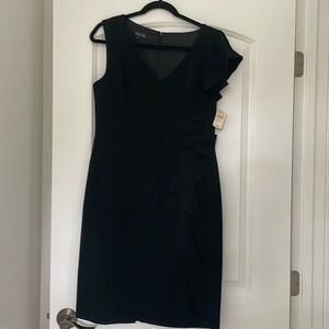 Terry Jon, black pink dress with ruffled sleeve and bow at waist size 12